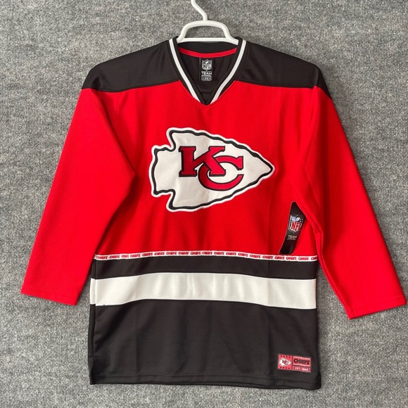 Kansas City Chiefs Kids Hockey Jersey Red Black Size 18-20 NFL Team Apparel